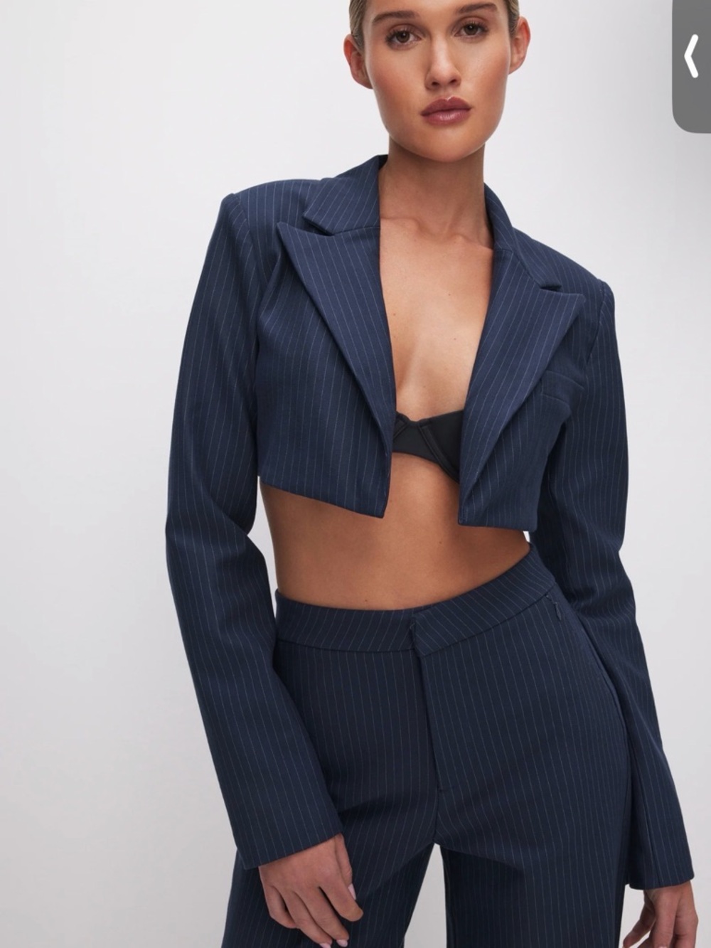 Good American Navy Pinstripe Blazer
